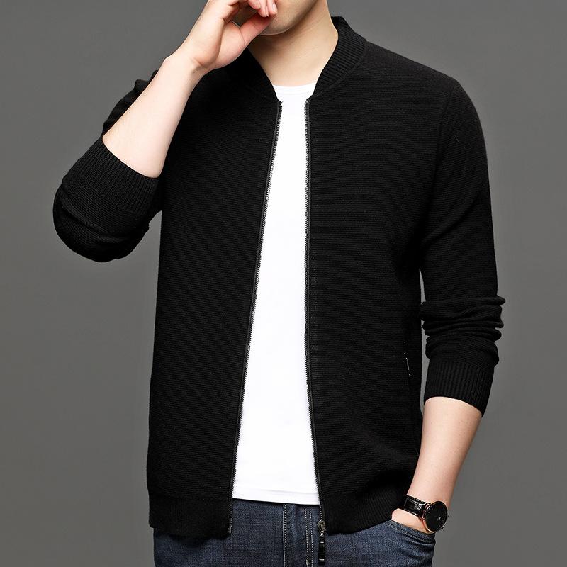 カーディガン メンズ ニット ニットカーディガン 秋冬 カジュアル 男性用 リブ 立襟 長袖 厚手 混紡 ブラック グレー ワインレッド キャメル