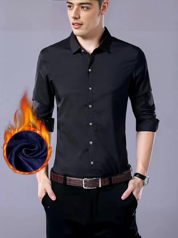 シャツ メンズ 長袖 フリース 暖かい 秋冬 休闲 ビジネス 白シャツ 防しわ 厚手 アウター トップス