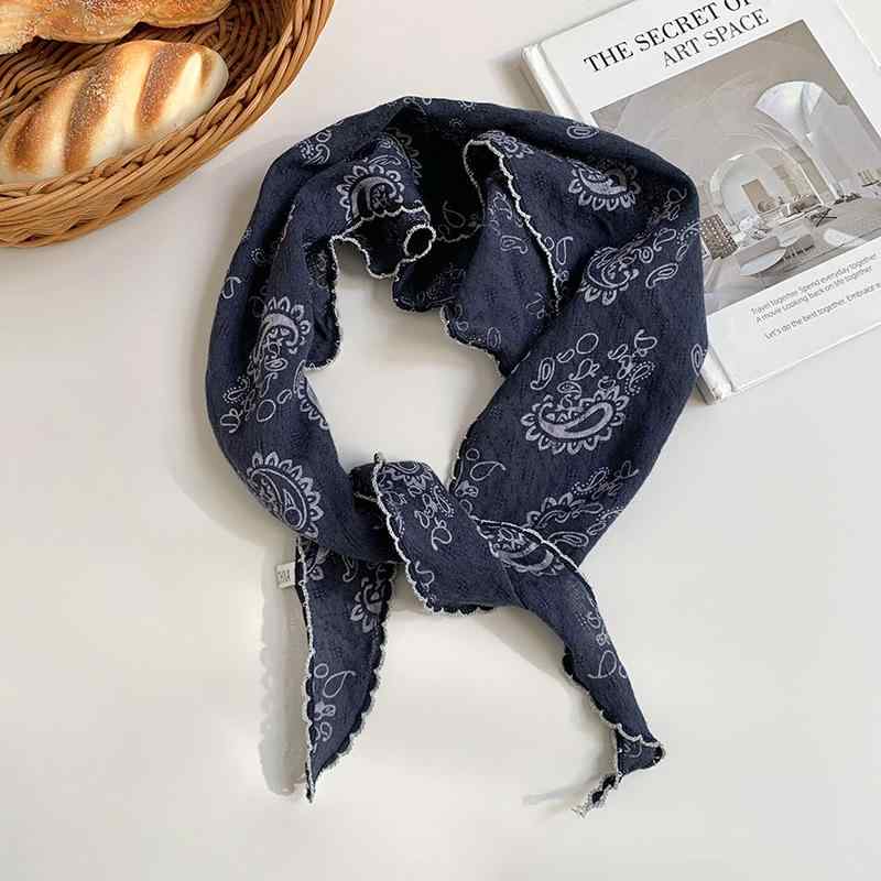 スカーフ レディース 春秋 綿麻 三角巾 韓国 ファッション 小さめ ネッカチーフ ショール ストール おしゃれ かわいい 首元 защиты 腰果花柄 バンダナ ヘアバンド
