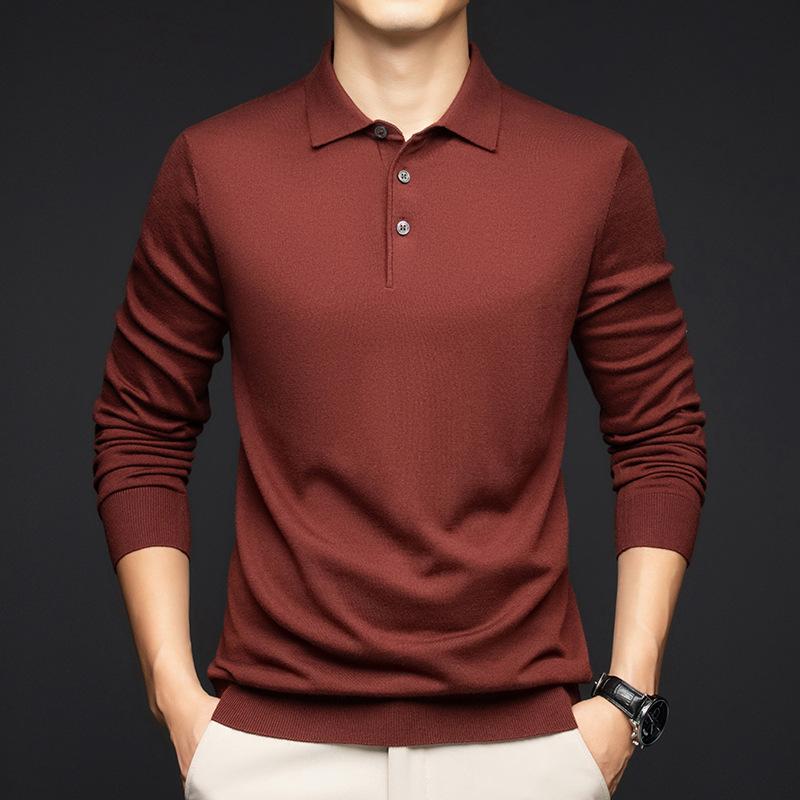 ・カテゴリ: ニット・スタイル: 韓国風・タイプ: プルオーバー・フィット: スリム・襟型: 襟付き・袖丈: 長袖・厚さ: 薄手・対象年齢: 成人・対象性別: 男性・素材: シルク、ウール6%・色: ブラック、グレー、ブラウン、レッド・サイズ: M、L、XL、XXL、XXXL、XXXXL