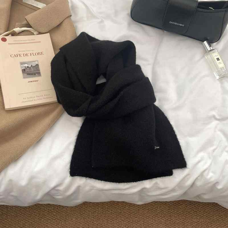 マフラー ストール ショール レディース メンズ 男女兼用 ウール混紡 ニット 無地 秋冬 防寒 暖かい 厚手 韓国ファッション 深灰 米白 浅灰 黒 芥末緑 赤 キャメル