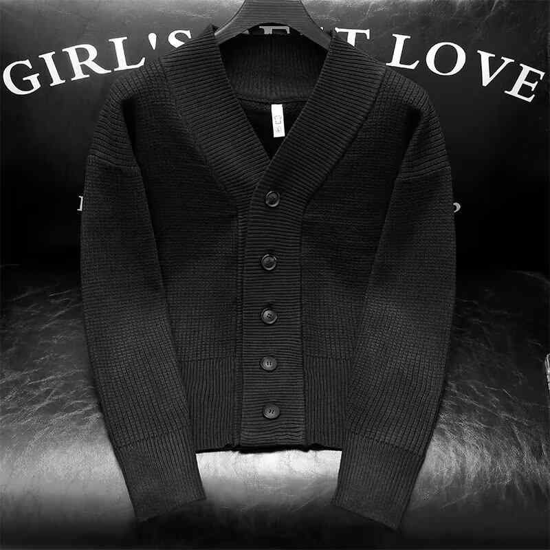 カーディガン メンズ ニットカーディガン Vネック トップス 長袖 ポリエステル ゆったりサイズ ブラッ..