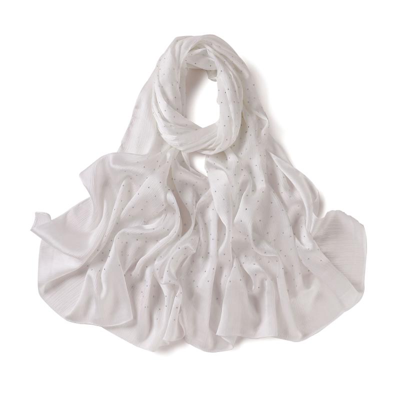 スカーフ ストール レディース 服飾小物 単色 サテン しわ加工 満天星 ホットドリル風 シルクタッチ シ..