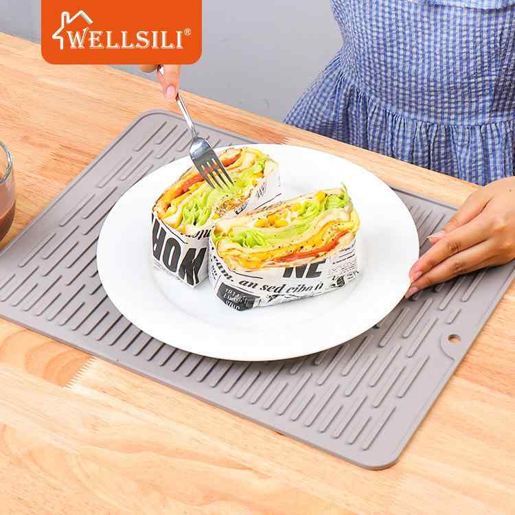 鍋敷き シリコン製 20 40cm キッチン 排水マット 断熱マット シンプル 無地 ホワイト グレー ピンク ブラウン ブルー ブラック 深グレー 暖グレー