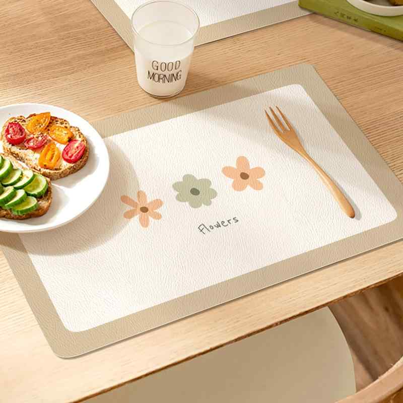 ランチョンマット 北欧風 PVC製 断熱 防水 防油 食卓マット 家庭用 レストラン用 プレースマット スクエア 花柄 レインボー