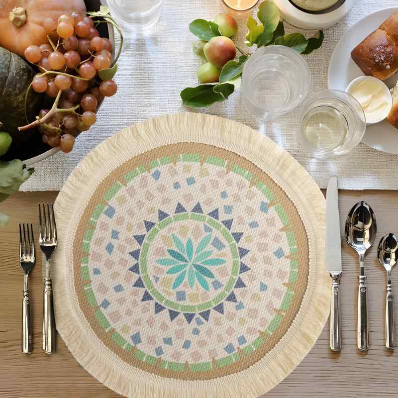 ランチョンマット 北欧風 高颜值 編み込み 綿 断熱 鍋敷き 茶托 プレースマット ポリエステル繊維