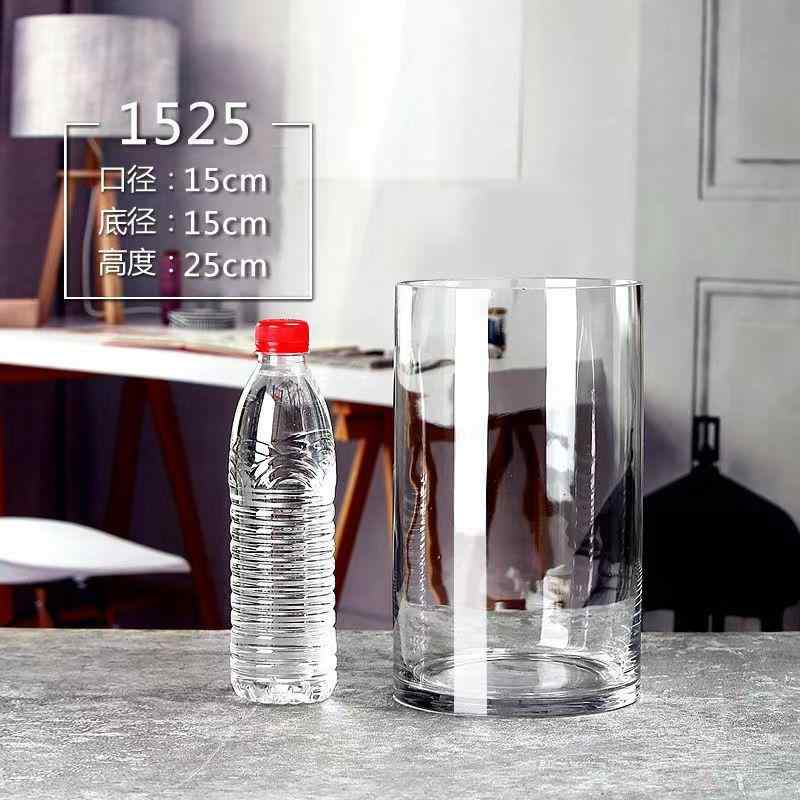 花瓶 ガラス 直筒 円柱 大型 透明 花器 水槽 金魚鉢 アクアリウム テラリウム 観葉植物 容器 リビング ..