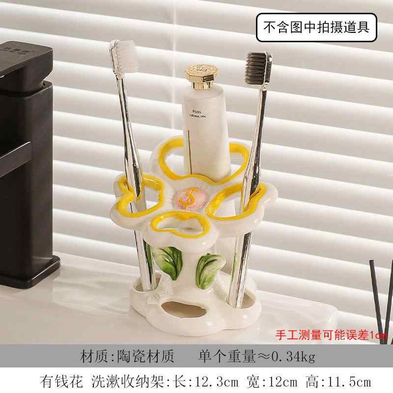 歯ブラシスタンド 歯ブラシホルダー 洗面所 収納 陶器製 かわいい おしゃれ 化粧ブラシ ペン立て ピンク イエロー 3