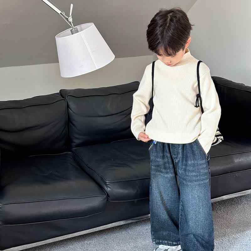 ニット キッズ 男の子 セーター 秋冬 子供服 トップス 長袖 普段着 高学年 潮范 高领 アクリル ミルク..