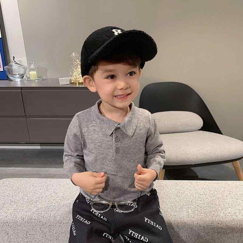 ニット・セーター 男の子 子供服 トップス 秋冬 長袖 コットン混紡 無地 90 100 11...