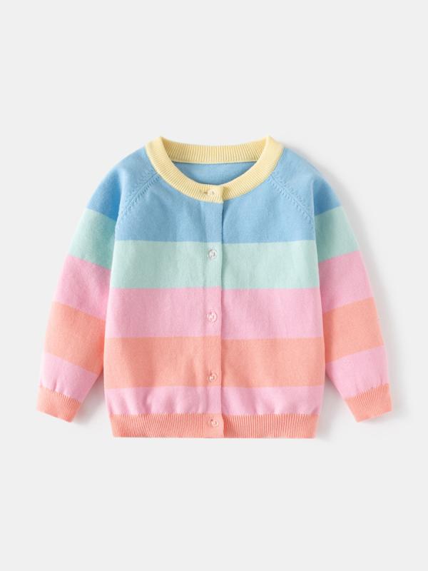 ニット・セーター キッズ 女の子 子供服 春秋 綿ニット カーディガン 長袖 ボーダー柄 柔らかい かわいい ガールズ トップス 普段着 通園 通学 100cm 110cm 120cm 130cm 140cm