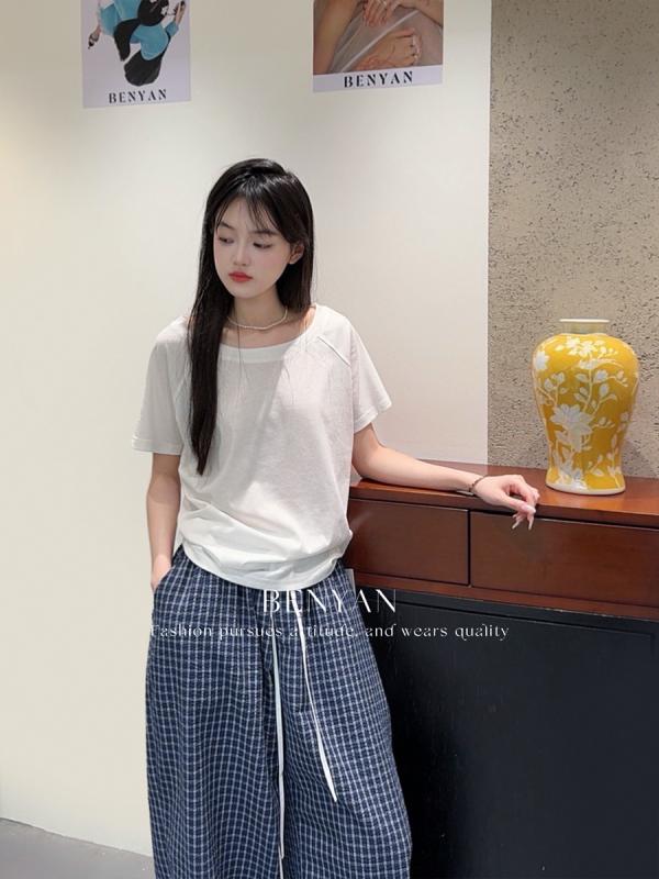 Tシャツ レディース 半袖 一文字ネック 肩出し トップス カットソー コットン ポリエステル混紡 無地 カジュアル 通勤 オフィスカジュ..