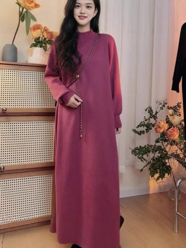 ・主な素材: ポリエステル80-90%・厚さ: 中厚・スタイル: シンプル・フィット: ルーズフィット・袖丈: 長袖・ネックライン: ハーフハイネック・着丈: 中長(65-80cm)・カラー展開: ブラック、ピンク、ベージュ、ライトグリーン・サイズ展開: フリーサイズ
