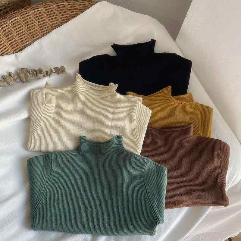 ニット 子供服 秋冬 ニットトップス 女の子 男の子 無地 ハイネック セーター ゆったり 伸縮性 ニット..