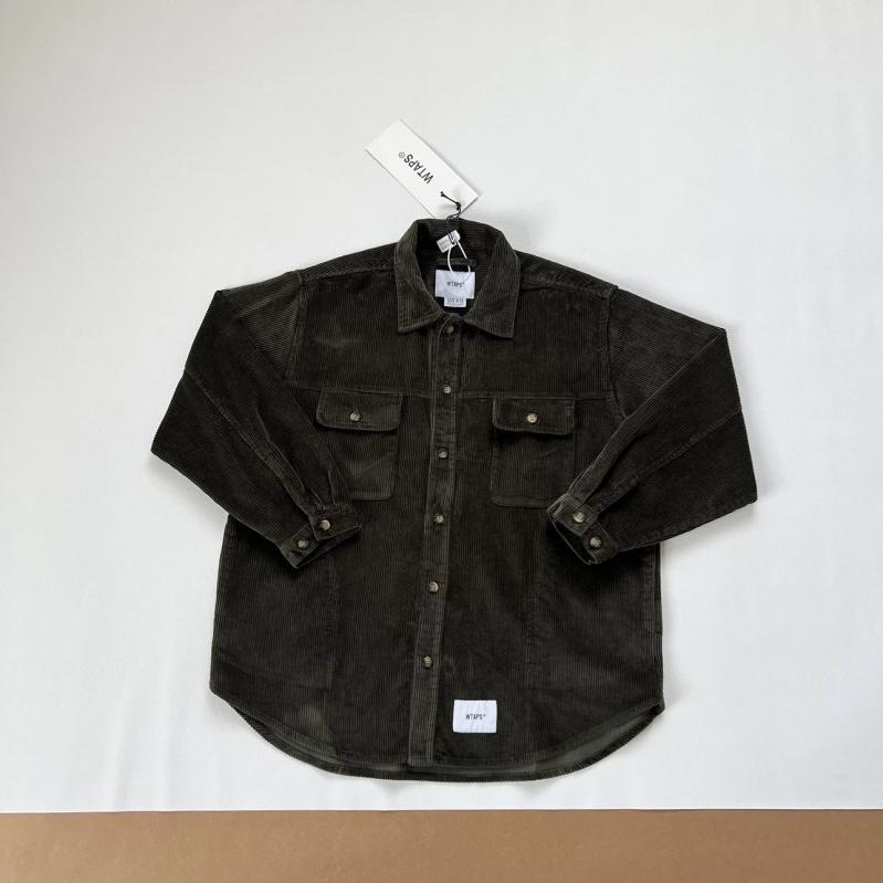 Men's Clothing - シャツ メンズ 男性用 トップス 長袖 コーデュロイ 無地 秋服 カジュアル ワークシャツ ルーズフィット ブラック グリーン