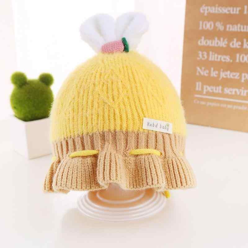 帽子 ベビー用 秋冬 女の子 プリンセス風 耳当て ニット帽 韓国風 かわいい 新生児 幼児 ウール あったか 防風(x2)
