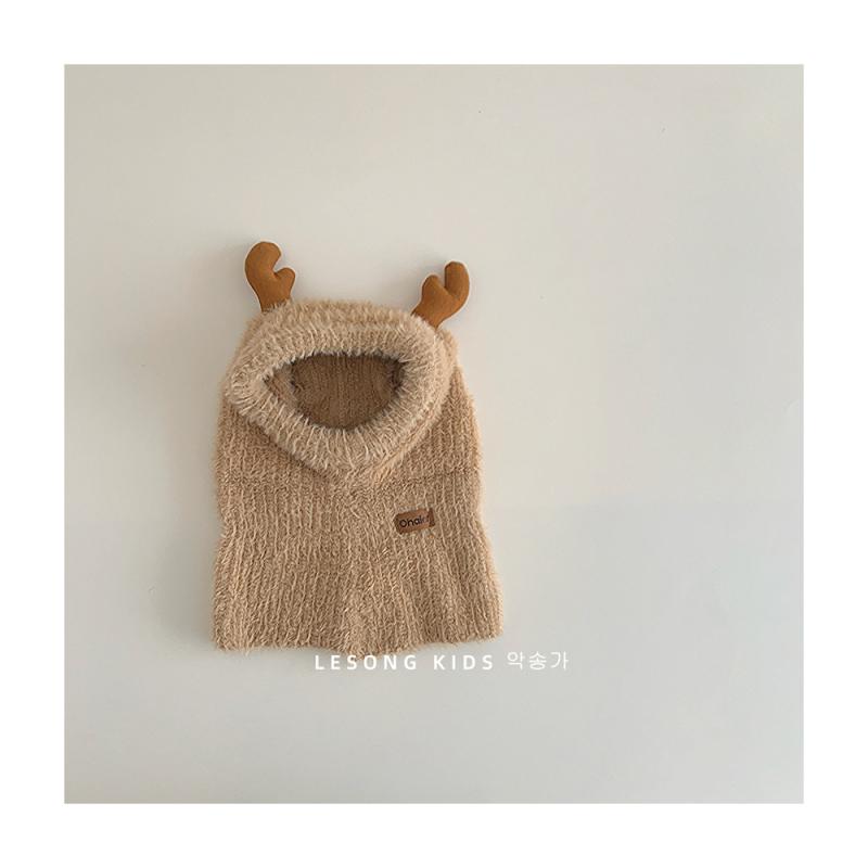 帽子 キッズ ベビー ニット帽 小鹿 秋冬 防風 防寒 保温 耳当て付き かわいい 男女兼用 子供 幼児 赤ちゃん用 ホワイト ベージュ系