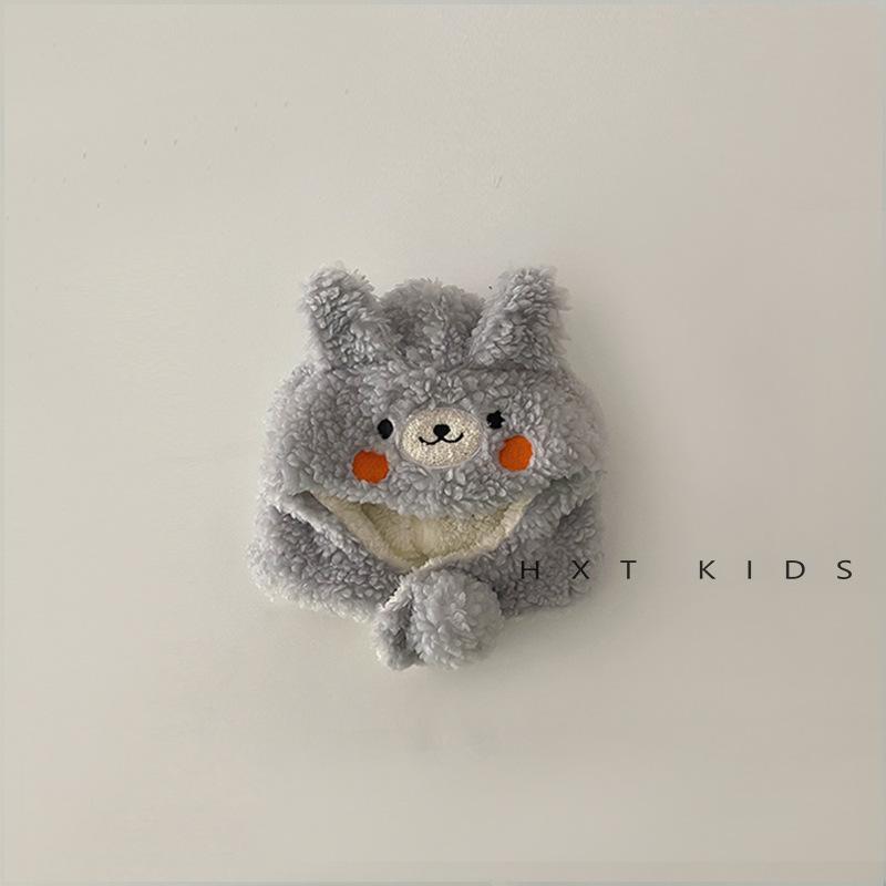 帽子 キッズ ベビー 羊羔绒 防寒 あったか かわいい 耳当て付き ベージュ イエロー グレー ピンク 秋冬 1歳 2歳 3歳 4歳 5歳 6歳