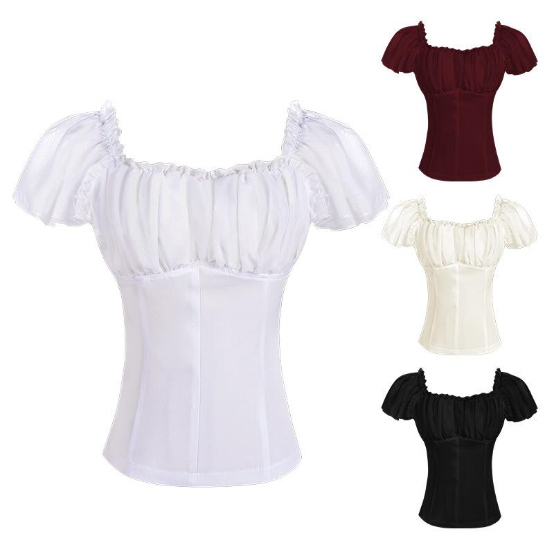 シャツ レディース 半袖 トップス オフショルダー 無地 接触冷感 ポリエステル 欧美風 カットソー