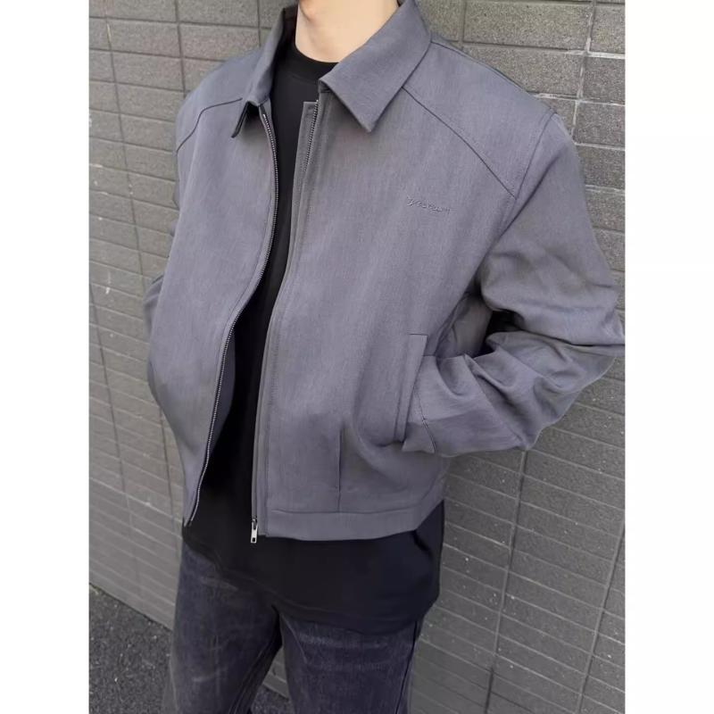 ジャケット メンズ 男性用 黒 ブラック ショート丈 垫肩 肩パッド入り 襟付き 野球服 ベースボールジャケット ポリエステル 日常着