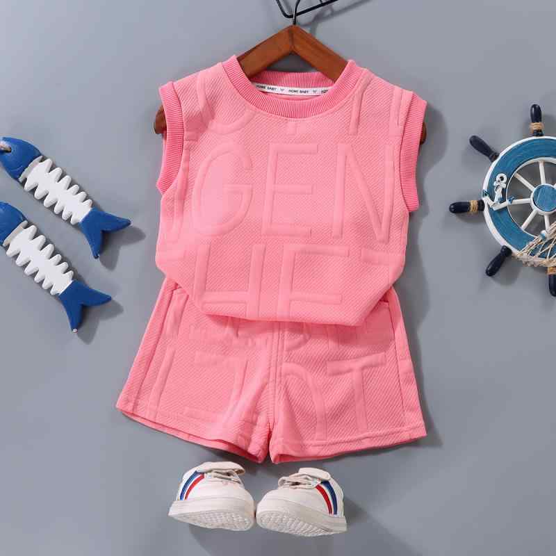 Rakuten - 子供用タンクトップ セットアップ 男の子 夏服 ゆったり スポーツ ウェア 部屋着 パジャマ ピンク系 グレー