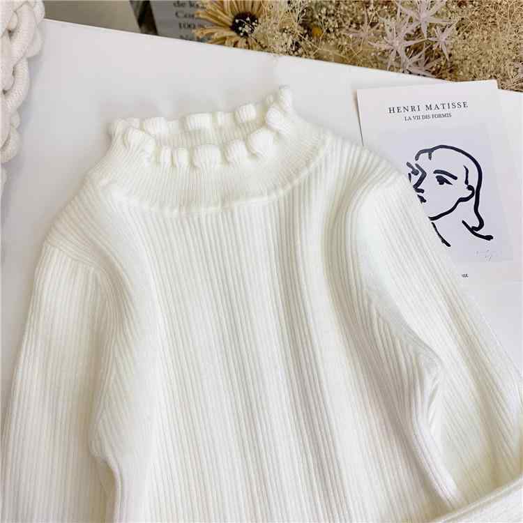 ニット・セーター ガールズ 子供服 秋冬 長袖 トップス プルオーバー 針編み 無地 ...