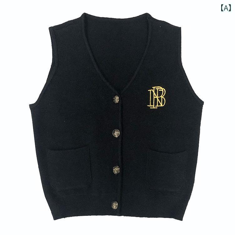 ニット キッズ 韓国版 子供用 ベスト カーディガン セーター トップス 春物 ノースリーブ Vネック 無地 80cm 90cm 100cm 110cm 120cm