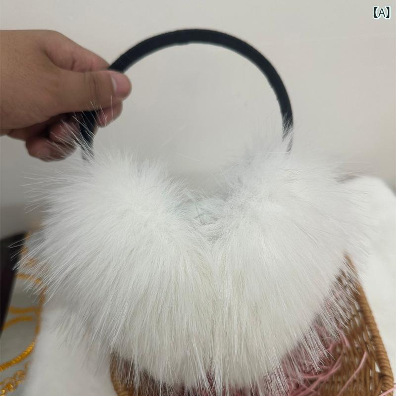 イヤーマフ レディース 秋冬 かわいい 白色 防寒 防風 耳当て 耳カバー 学生 自転車用 ふわふわ もこもこ 通学 ガーリー カジュアル