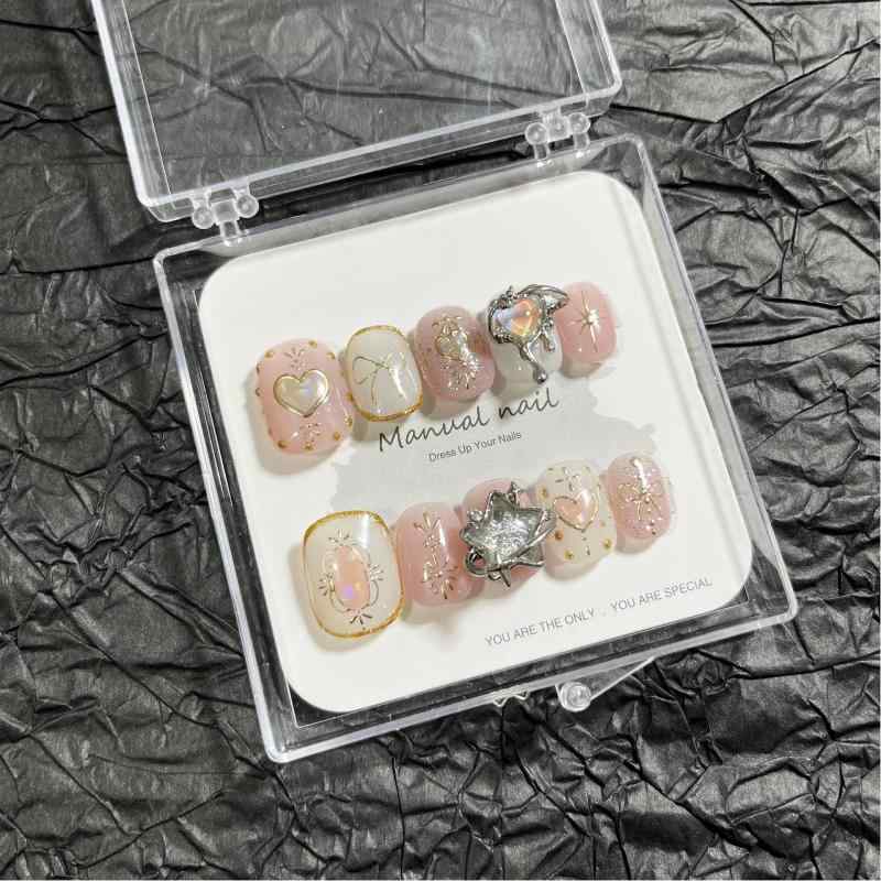 ネイルチップ レディース メンズ キッズ かわいい 手作り ショート ラウンド 取り外し可能 カートン アート クリスマス 猫 甜美 中国風 ins風