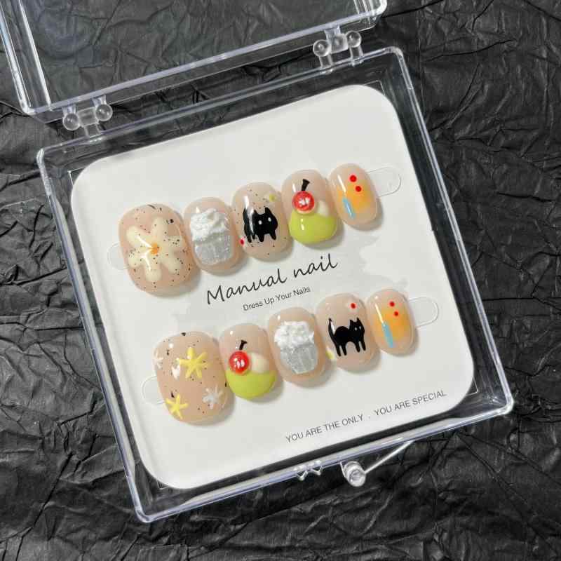 ネイルチップ レディース キッズ かわいい カートゥーン 短い 付け爪 ショートネイル XS S M L クリス..
