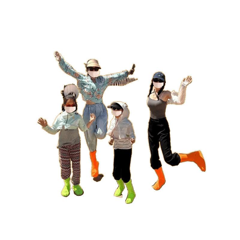 靴カバー 防水 砂よけ ハイソックス 砂漠 旅行 蛍光色 無地 スタイル 35-46码 26-34码 18-25码