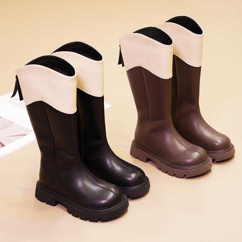 ブーツ キッズ 女の子 子供靴 秋冬 高筒ブーツ 超纤皮 普段使い かわいい 黒 ブラック ブラウン