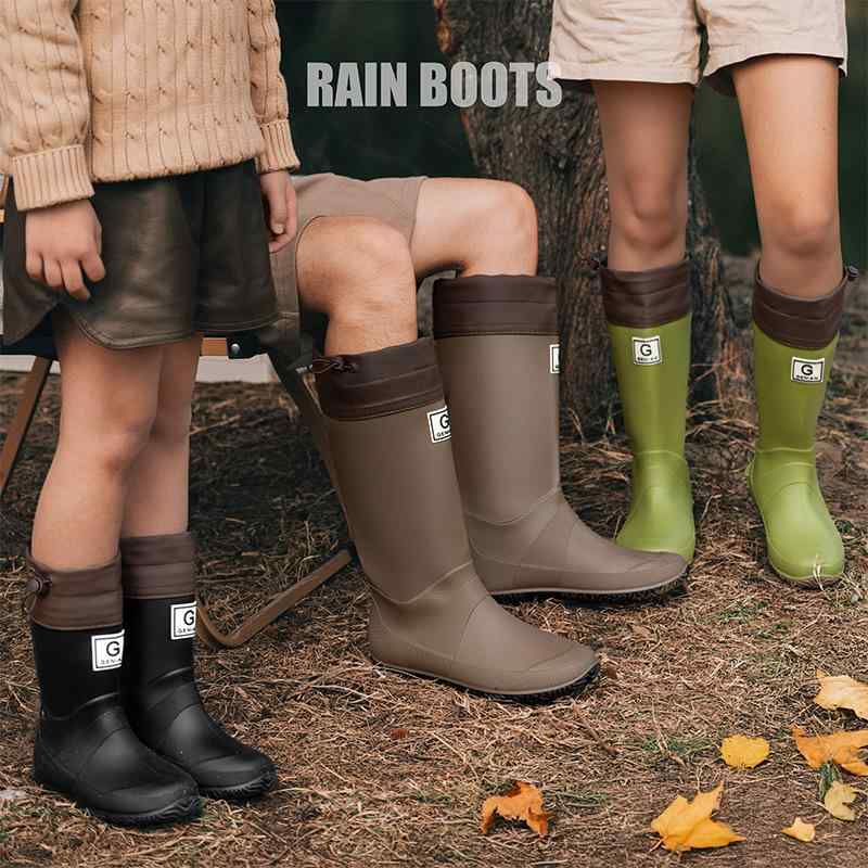 雨靴 レディース メンズ キッズ 親子 レインブーツ ショート ミドル丈 携帯 防水 滑り止め 快適 履きや..
