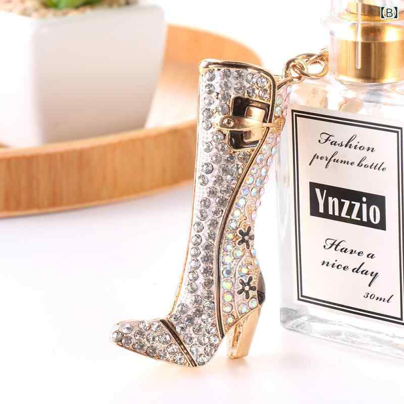 キーホルダー レディース ハイヒール ロングブーツ メタル ラインストーン かわいい おしゃれ ギフト ..