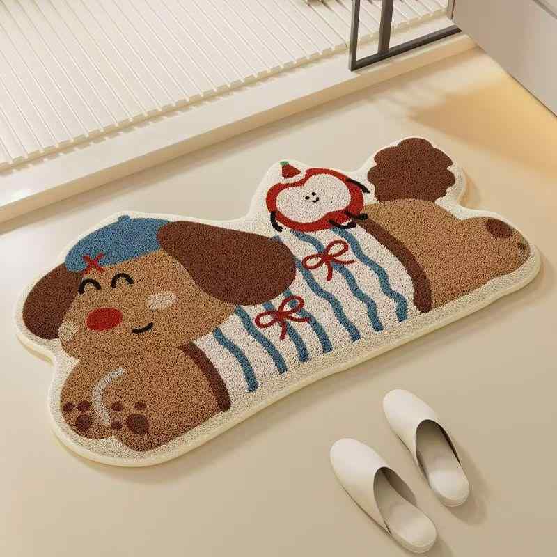 マット バスマット かわいい 犬柄 吸水 速乾 抗菌 防臭 滑り止め付き ポリエステル 玄関マット トイレ..