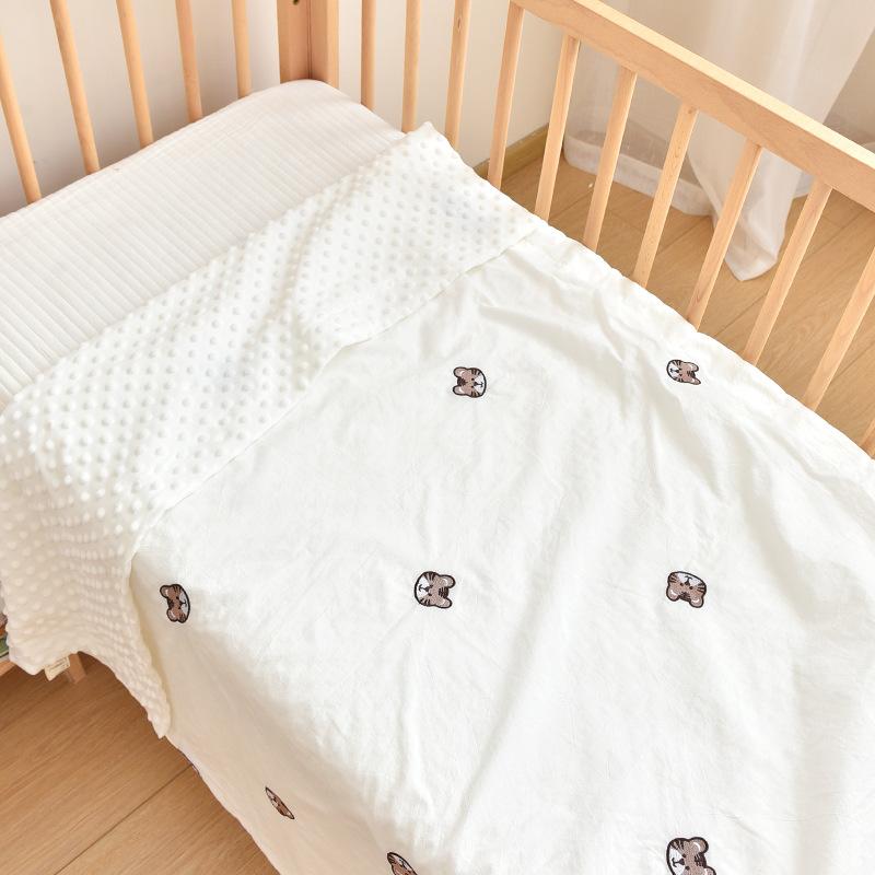 ベビー 毛布 純綿 水洗い コットン 刺繍 ブランケット 子供 韓国風 ドット 幼稚園 お昼寝 70 100cm 120cm ins かわいい 新生児 通年