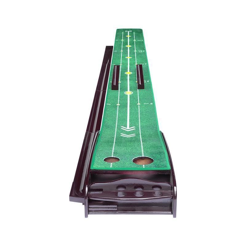 ゴルフ パター練習器具 実木 練習マット 自動返球 標尺付き ゴルフ練習用具 トレーニング スポーツ用品
