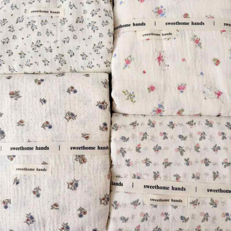 ベビー タオルケット 純綿 A類 皺 織り 紗布 韓国風 かわいい 女の子 紫色 花柄 ブランケット おくるみ..