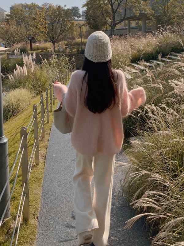 ニット レディース 宽松 マヘア セーター 羊毛 ゆったり 柔らかい ラウンドネック 長袖 リブ 秋冬 淡い..