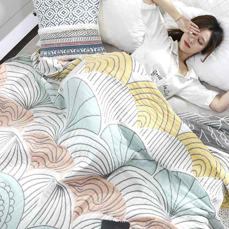 タオルケット 綿 シングル ダブル 夏用 ブランケット ガーゼケット ソファ カバー 昼寝 幾何学模様 グリーン ブルー コットン100% 吸水 通気