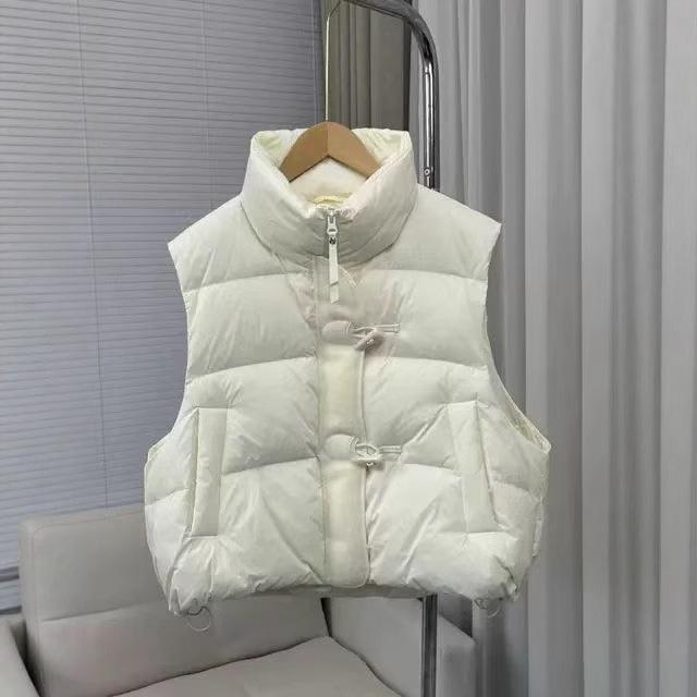 ダウンベスト レディース 韓国 ファッション スタイル ダウン 90 白ダックダウン フェザー 厚手 防寒 あったか チョッキ ブラック ベージュ ホワイト カーキ