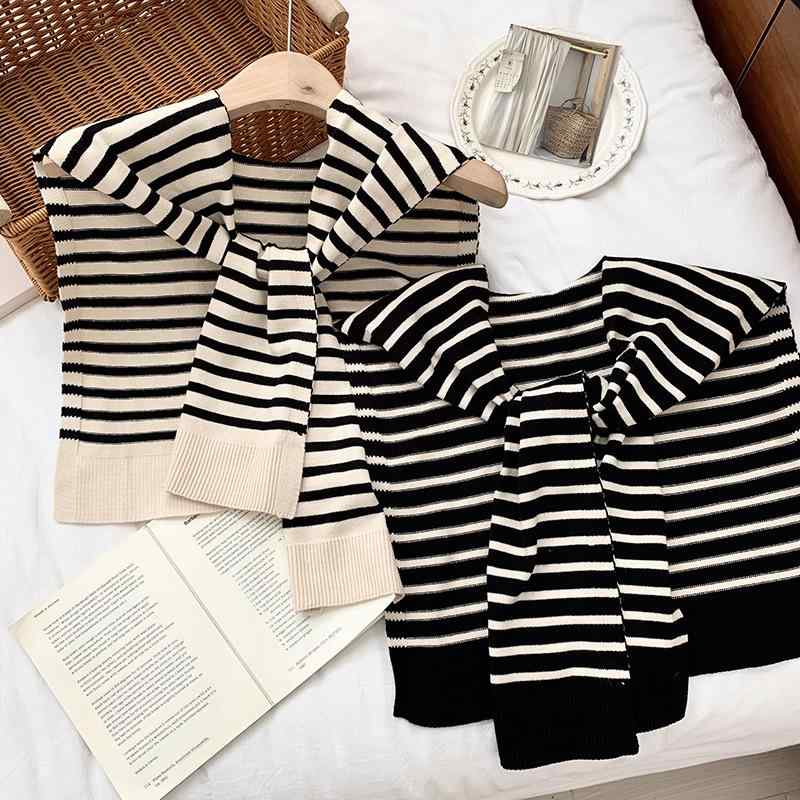 ショール ニット レディース 高級感 韓国風 ストライプ ひざ掛け 肩掛け 防寒 あったか マフラー 秋冬 黒 ブラック ベージュ