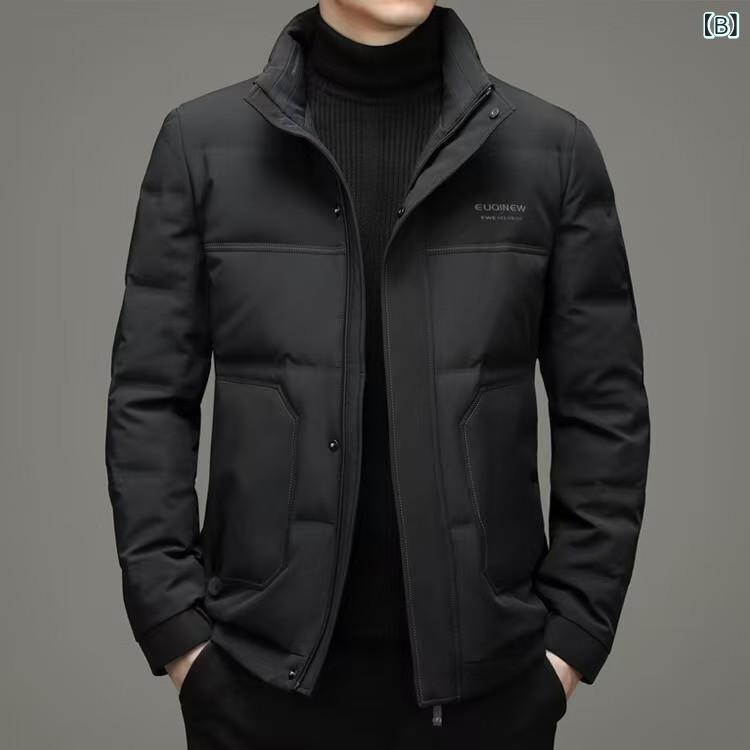 ダウンジャケット メンズ 男性用 立襟 90%ホワイトダックダウン ビジネス カジュアル 防風 保温 アウター