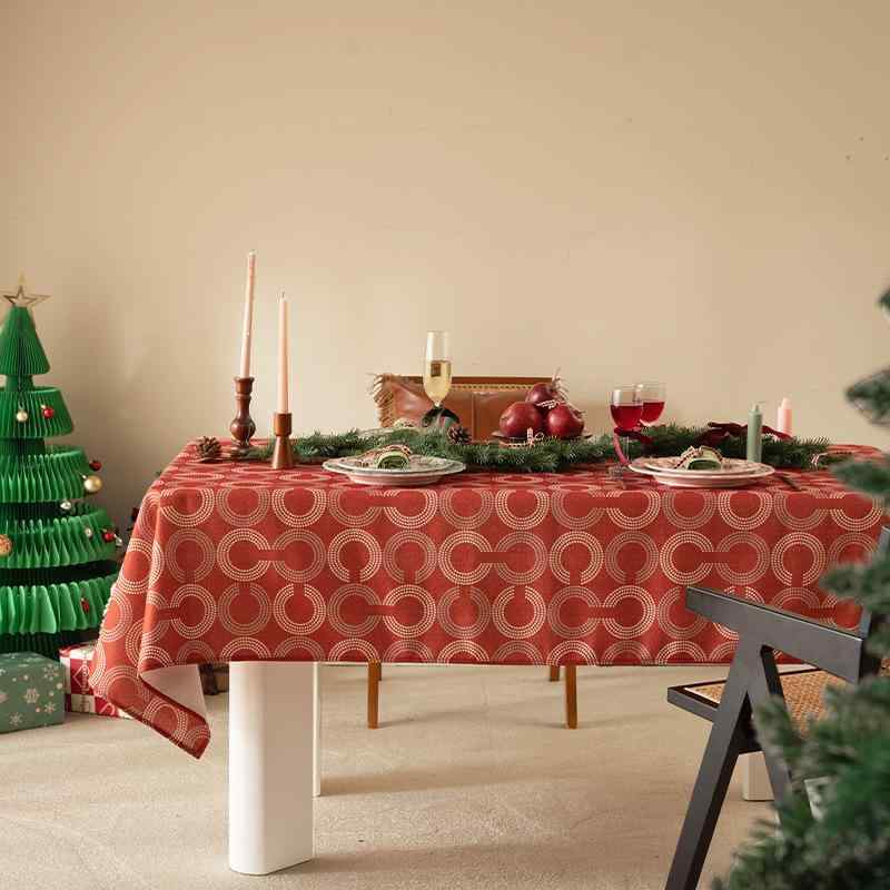 テーブルクロス 長方形 クリスマス 新年 テーブル デコレーション 幾何学模様 宴会 パーティー お正月 布製 65 90 140cm