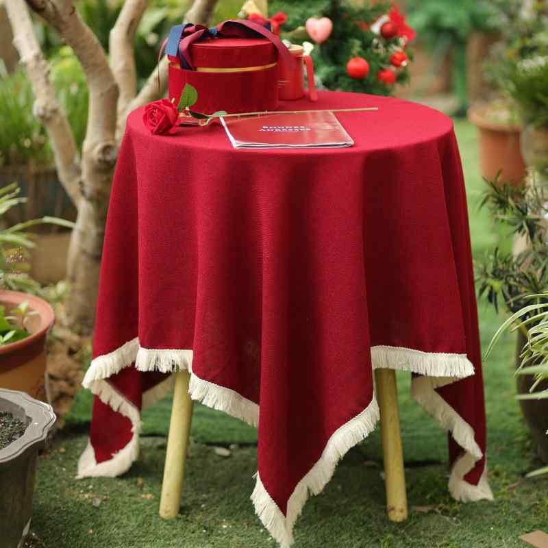 テーブルクロス 円形 長方形 撥水 防塵 ポリエステル製 レトロ レッド 結婚式 クリスマス パーティー お正月 宴会 写真撮影用 直径90cm 直径120cm 直径150cm 60 60cm 90 90cm 100 140cm 120 120cm 14