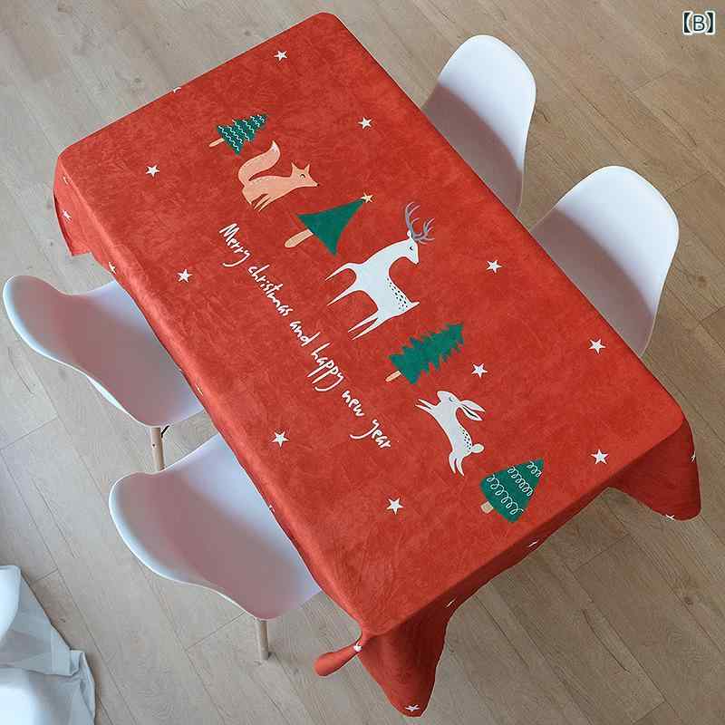 テーブルクロス 北欧風 クリスマス ベルベット 長方形 ティーテーブル 新年 ギフト 防滑 耐摩耗 防塵 美化 幾何学模様 カートゥーン 85 110 100 140 180 230