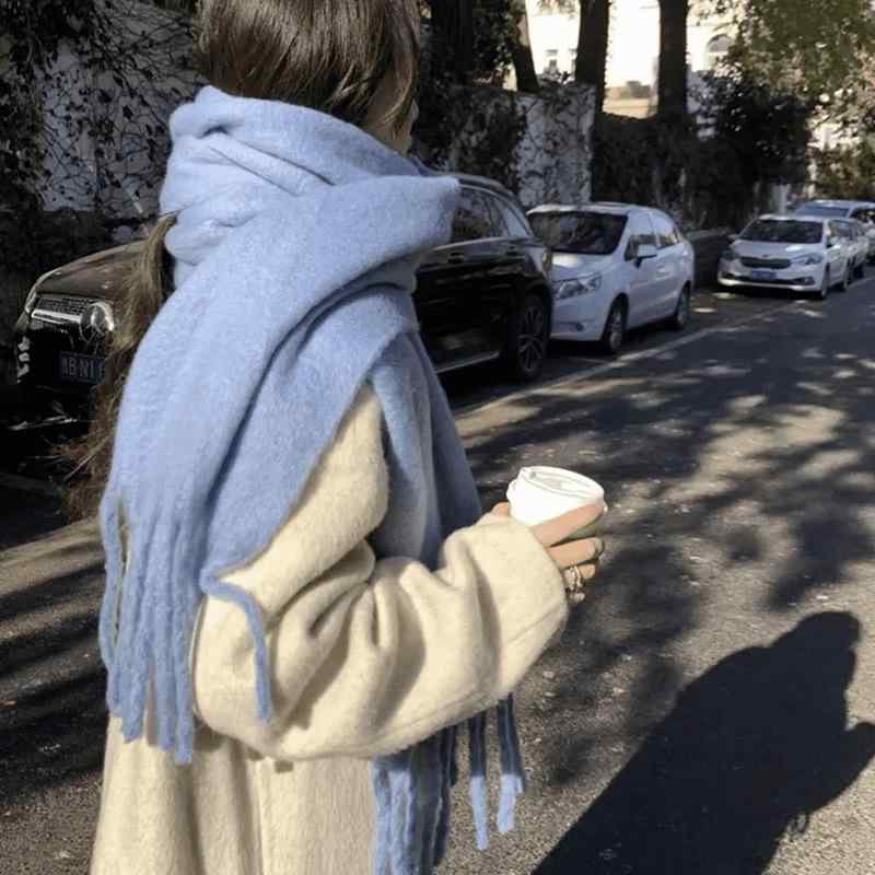 マフラー レディース 秋冬 無地 ウールタッチ ショール ストール 大判 保温 学生 かわいい シンプル カジュアル 通勤 オフィス 230cm×40cm