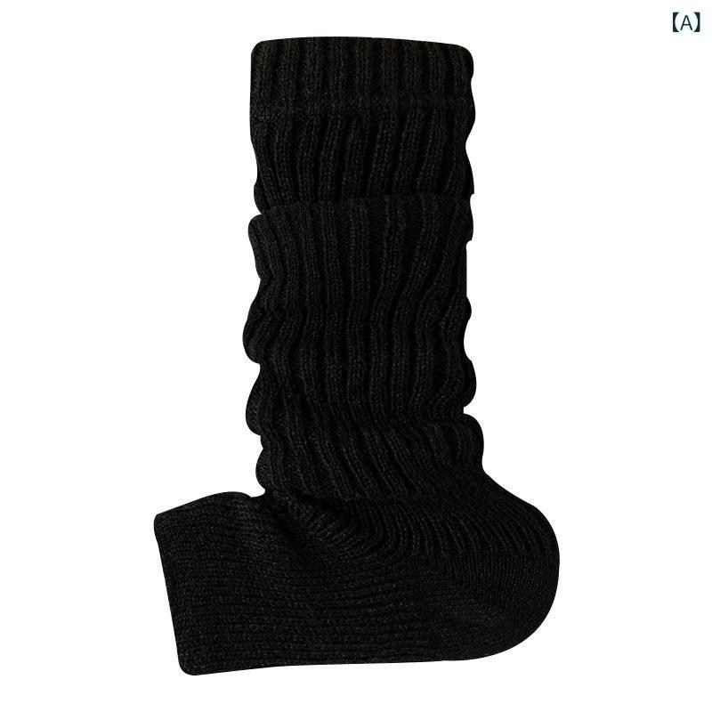 靴下 レディース 秋冬 レッグウォーマー JK 中筒丈 ポリエステル 暖かい 無地 ブラック グレー コーヒ..