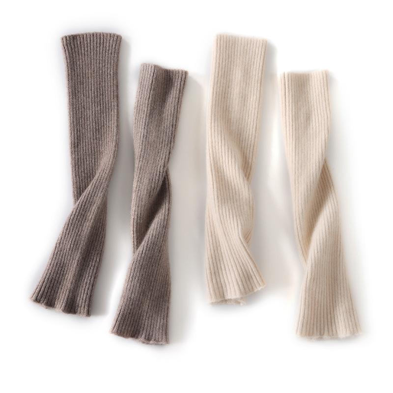靴下 レディース レッグウォーマー ニット 山羊絨混紡 無地 ミドル丈 青絨色 紫絨色 安哥ラレッド モカ 中灰色 ブラック 秋冬 防寒 冷え対策