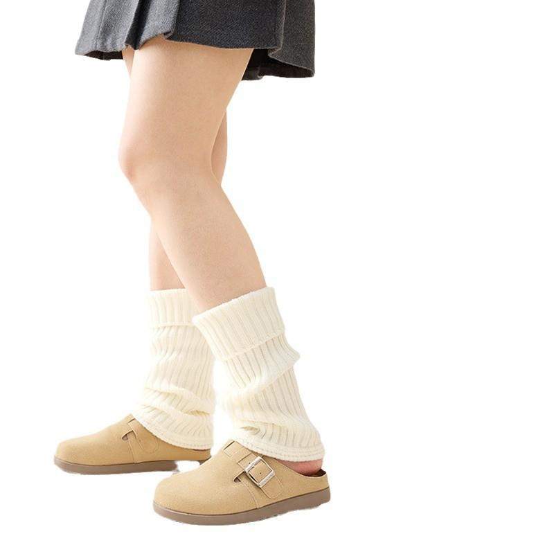 靴下 レディース 婦人 袜套 レッグウォーマー ウール混 アクリル 混紡 秋冬 厚手 ミドル丈 丈 通学 冷..
